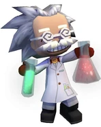 A promotional render of Dr. F with spiral glasses.