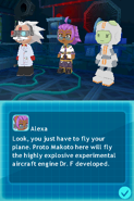 Screenshot of Dr. F in the Sci-Flyers in MySims SkyHeroes (DS).