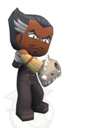 An official render of Sir Vincent dusting a dinosaur skull.