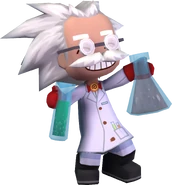 A promotional render of Dr. F holding chemicals.