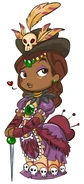 Concept artwork of Madame Zoe in MySims Agents, drawn by former MySims concept artist, Genevieve Tsai. This drawing was cropped and used for her dialogue icon.