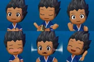 A collage of Jimmy's facial expressions in MySims.