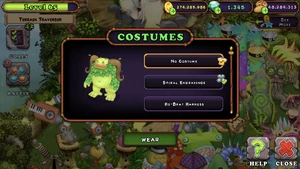Costumes menu for monster