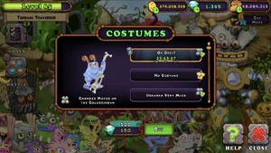 Costumes menu for Bowgart with a limited item