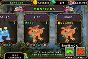 The Buyback option at the end of the list of Monsters.