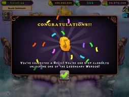 Congrats when getting a relic from Daily Login Bonus