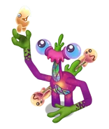 Meebkin with a meeb in hand, seen in the promotional material for the Ethereal Workshop in the App Store