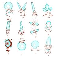 Concept art. The "B" Glowbe inspired Tapricorn's design, and the "I" glowbe was reused for the Optiglowbe.