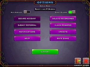 New options menu