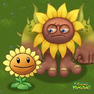Flowah standing next to a Sunflower from "Plants Vs. Zombies 2"