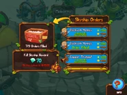 Skyship valued at 70 Diamonds, with 3x2 Clockwork Monkeys, 3x2 Copper Trumpets, and 3x2 Curry Noodles