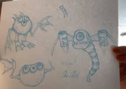 Concept art for Tweedle, Grumpyre, and Cybop