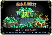 33% More in All Diamond Packs (August 13)