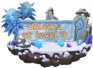 The sign that appears when clicking on the Cold Lands before having it unlocked.