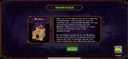 Market upon selecting a Monster
