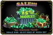 25% More in All Diamond Packs (October 1)