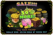 30% More in All Coin Packs (March 21)