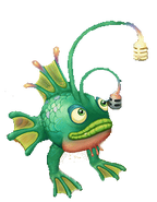 Phangler smiling and looking at one of its microphones