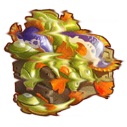 'Anomalous material' spotted by Agent ██████. It is a distorted image of a chest with green and blue fish and leaves.