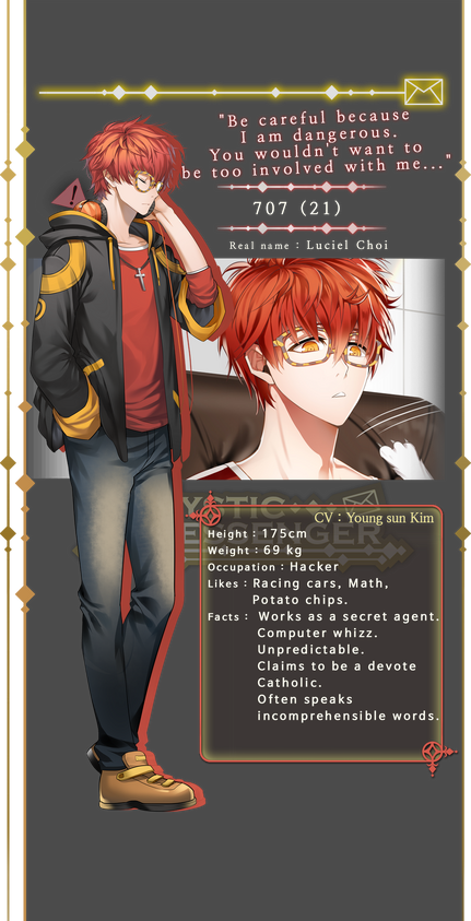 Image of character 707 from mystic messenger on Craiyon