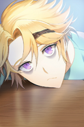 An exhausted Yoosung after playing LOLOL all night