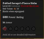 Fabled savage's fierce helm