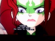 in closed captions as she begins speaking while Arkayna is onscreen