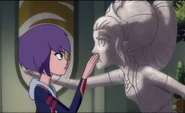 Facing the bone statue of her biological mother for the very first time since finding out the truth about her background.