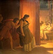 220px-Gérin Clytemnestre hésitant avant de frapper Agamemnon endormi Louvre 5185
