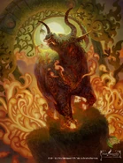 "Aatxe," by Marco Gonzalez, for Mitos y Leyendas TCG, Tinta Inmortal edition. (2020)