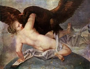 Asteria pursued by an eagle, one of Zeus' forms.