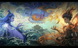 Aobing and Nezha portraited as Yin and Yang