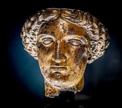 Gilt bronze head from the cult statue of Sulis Minerva from the Temple at Bath