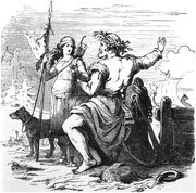 Niorder und Skadi auf dem Wege nach Noatun after an original by W Engelhard by F W Heine