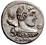 Club over his shoulder on a Roman denarius (c. 100 BCE)