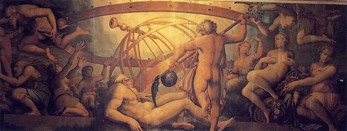 The Mutilation of Uranus (Ouranos) by Saturn (Kronos), by Giorgio Vasari and Cristoforo Gherardi, 16th Century