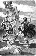 Hrungnir.jpg (196 KB) Mǫkkurkálfi is behind Hrungnir. Illustration by Carl Emil Doepler.