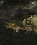 The Fall of Lucifer by Herri met de Bles (c. 1510-1550)