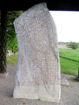 An inscription using cipher runes, the Elder Fuþark, and the Younger Fuþark, on the 9th-century Rök runestone in Sweden.