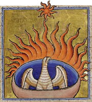 Phoenix detail from Aberdeen Bestiary 1