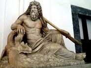 A sculpture of a river deity, probably Oceanus.