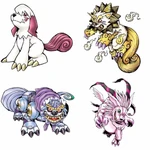 Labramon, Seasarmon, Caturamon, and Magnedramon in Digimon