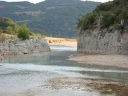 The Achelous river at a narrow point