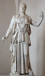 Athena of the Parthenos Athena type. Pentelic marble, Roman copy from the 1st century BC/AD after the Greek original by Phidias from the 5th century BC. Signed Antiochos, copy of Phidias.