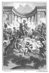 The Gods Assembled, Athena on the far right, Engraving by Guillaume T. de Villenave, from Les Métamorphoses d'Ovide (Paris, Didot 1806–07)