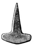 Drawing of a silver Þórr's hammer amulet found in Fitjar, Hordaland, Norway