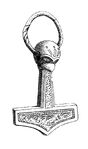 Drawing of Þórr's hammer amulet from Mandemark, Møn, Denmark