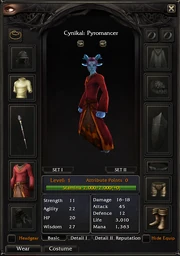 Character Information Screen