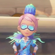 Player character wearing Pinecock's Crown, Poppycock's Glasses, and Feather Scarf