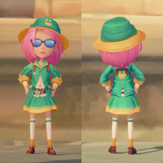 Traveler's Jacket, Traveler's Shorts, and Traveler's Hat on a female character